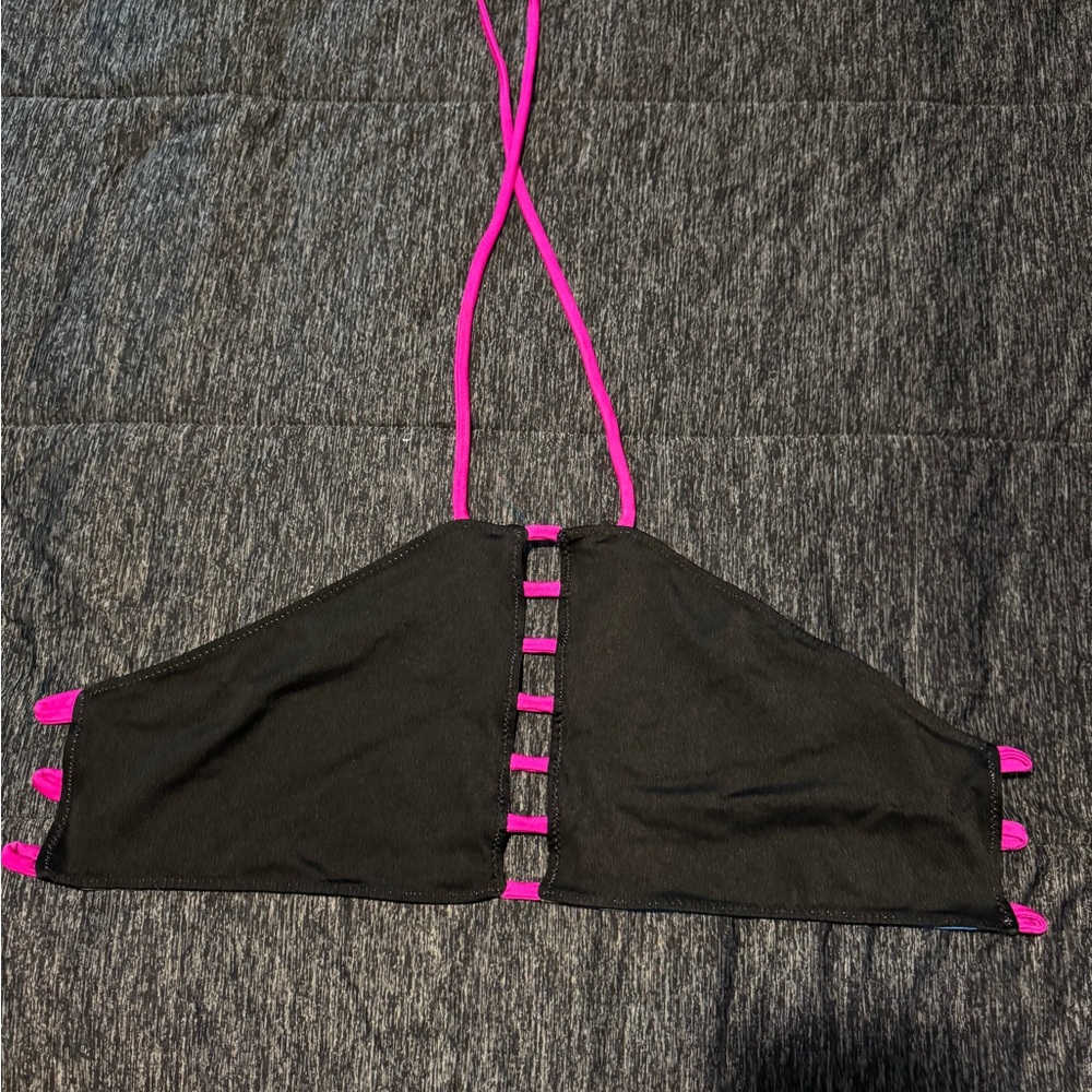 Black and Pink Bikini Top